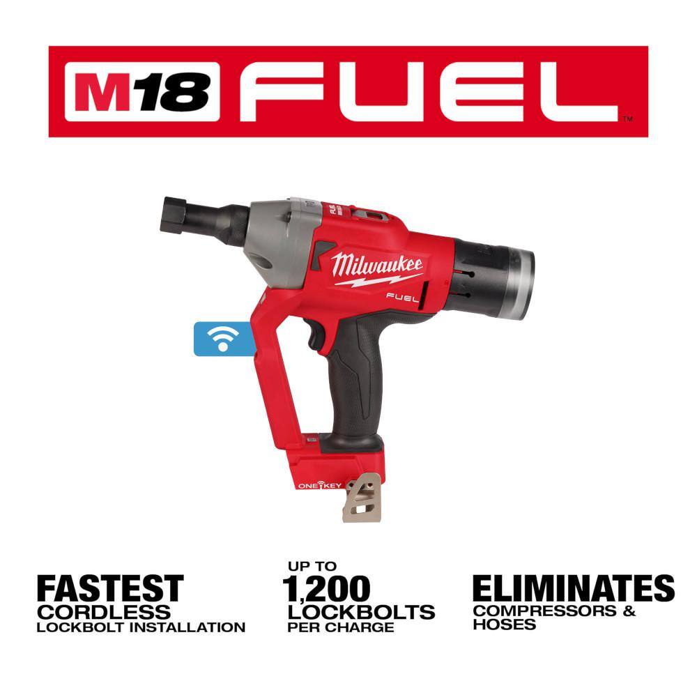 MW M18 FUEL ONE-KEY 18V Lithium-Ion Brushless Cordless 14 in. Lockbolt Tool w5.0 ah Battery 2661-20-48-11-1850