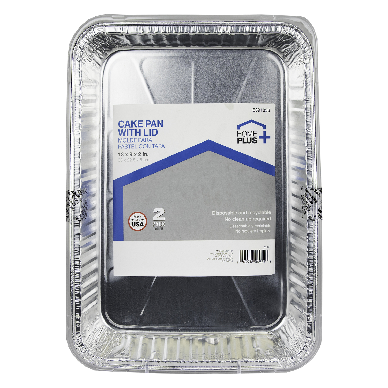 Home Plus Durable Foil 9 in. W X 13 in. L Cake Pan Silver 2 pk