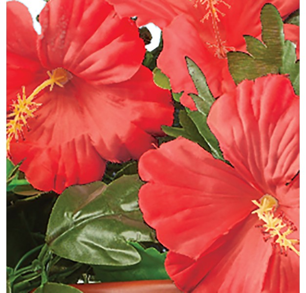 Collections Etc Hanging Artificial Tropical Hibiscus Bush Basket Set