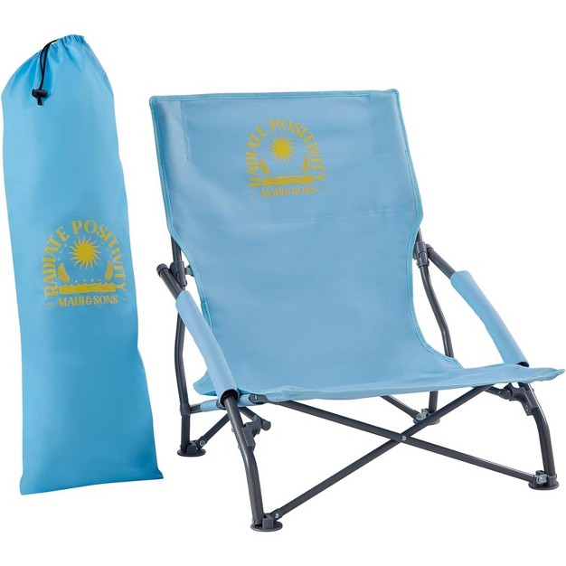 Maui And Sons Comfort Sling Back Bag Beach Camping Picnic Chair Lite Blue