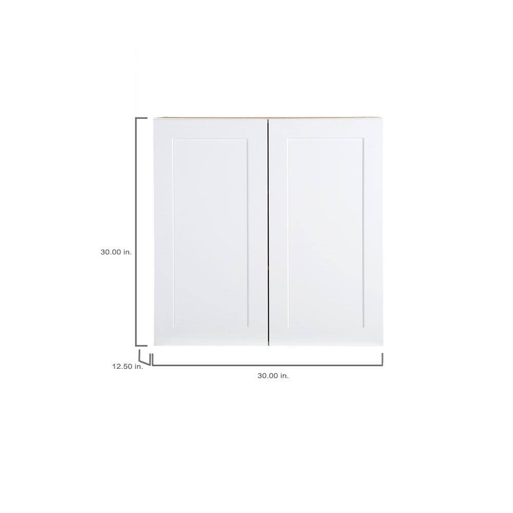 Hampton Bay Cambridge White Shaker Assembled Wall Kitchen Cabinet with Soft Close Door (30 in. W x 12.5 in. D x 30 in. H) CM3030W-WH