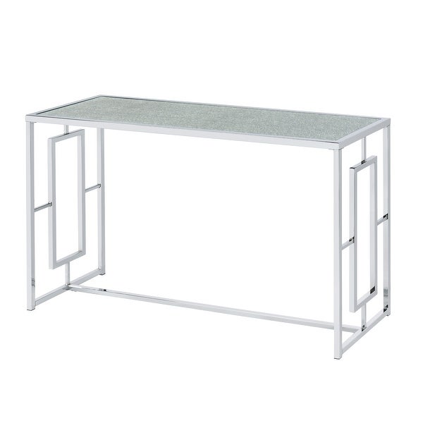 Glitterati Chrome Waterfall Glass Sofa Table by Furniture of America