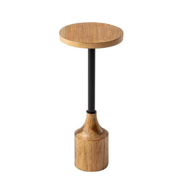 COZAYH Farmhouse Pedestal End table， Rustic Wood Drink Table with Base， Round Martini Table for Small Space Living Room