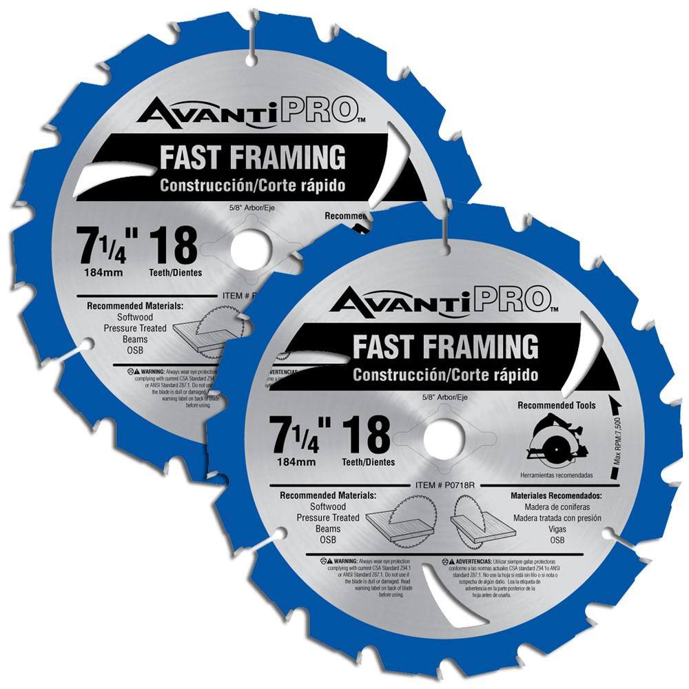 Avanti Pro 7-14 in. x 18-Tooth Fast Framing Circular Saw Blade (2-Pack) P0718R000000002