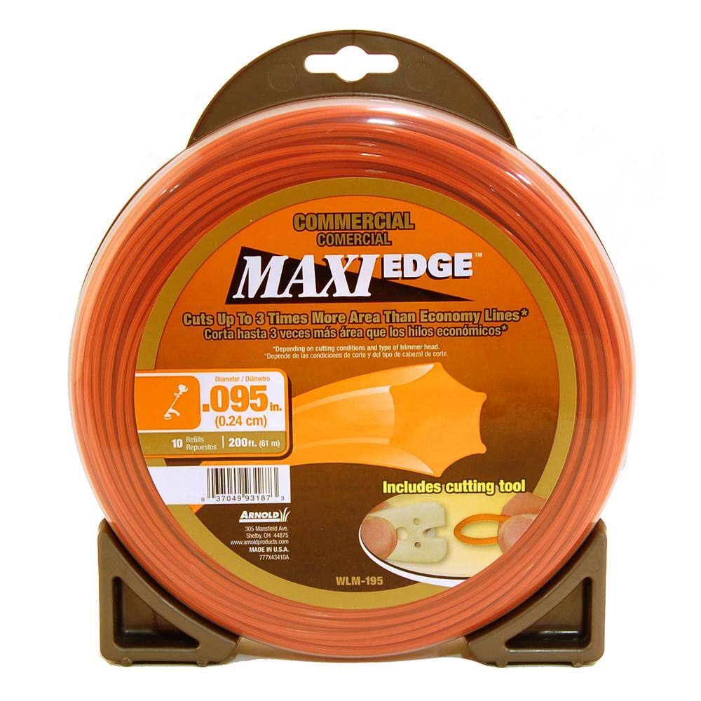 Arnold Commercial Maxi-Edge 200 ft. 0.095 in. Universal 6 Point Star Trimmer Line with Line Cutting Tool WLM-195