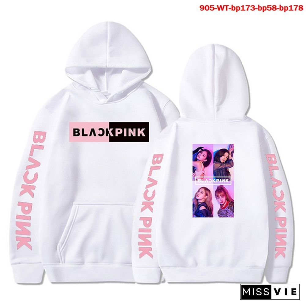 Kpop Blackpink Printed Hoodies Women Casual Personality Hooded Pullover Fashion Outdoor Long Sleeve Sweatshirts