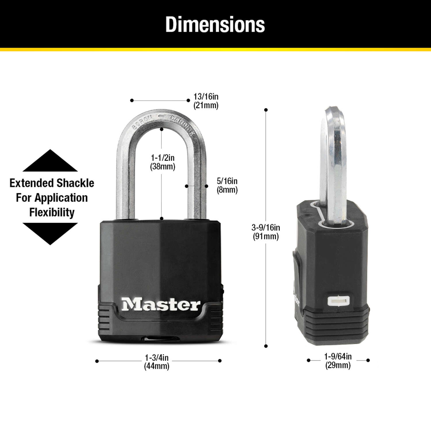 Master Lock 3-9/16 in. H X 1-9/64 in. W X 1-3/4 in. L Steel Ball Bearing Locking Padlock