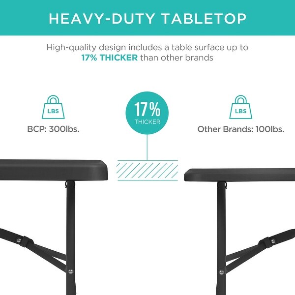 Portable Folding Plastic Dining Table w/ Handle，Lock