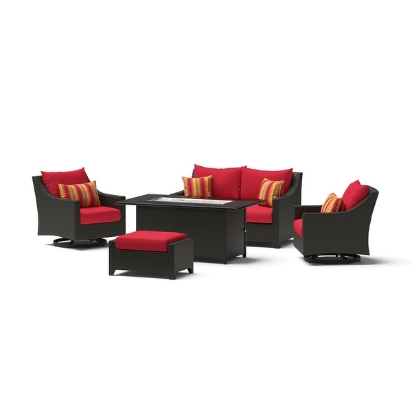 Deco 5 Piece Sunbrella Outdoor Patio Love and Motion Club Fire Set