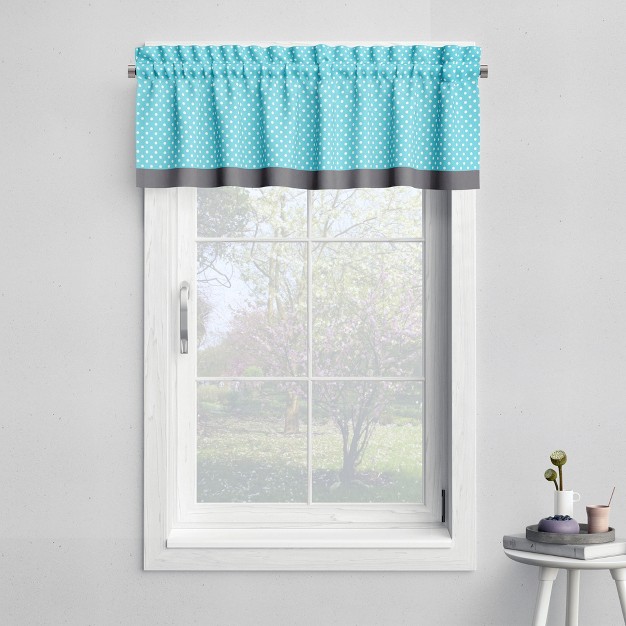 Bacati Pin Dots Aqua gray Window Valance