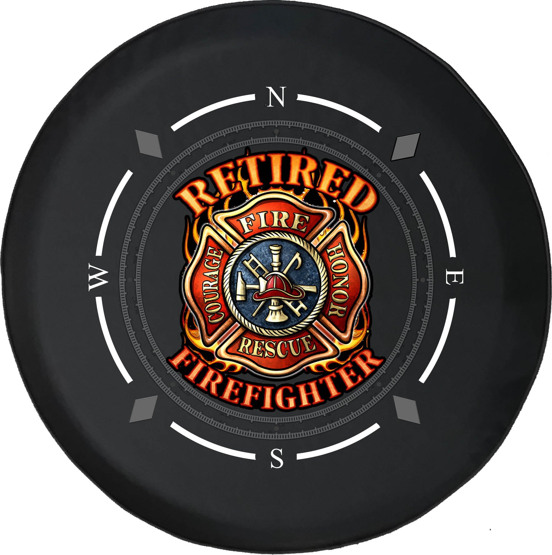 Spare Tire Cover Compass Retired Firefighter Wheel Covers Fit for SUV accessories Trailer RV Accessories and Many Vehicles