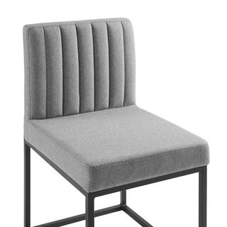 MODWAY Black Light Gray Carriage Channel Tufted Sled Base Upholstered Fabric Dining Chair EEI-3807-BLK-LGR