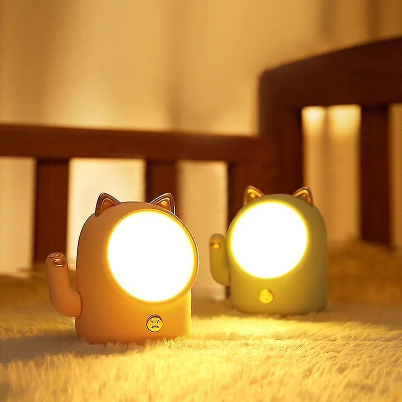 Touch Dimmable Usb Charging Lucky Cat Lamp(yellow)