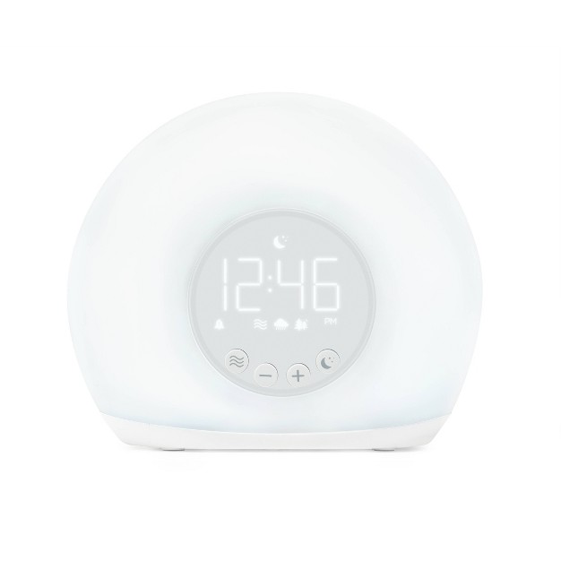 Moon Glow Alarm With Sunrise Wakeup Light Table Clock White Capello