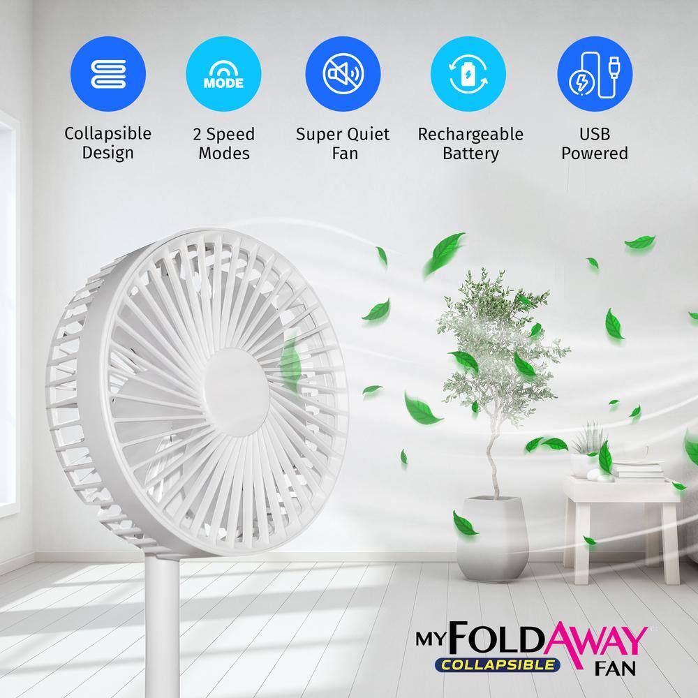 As Seen on TV 2-in-1 Adjustable Height 40 in. Unique Foldable and Portable My Foldaway Rechargeable Floor and Table Fan 7039