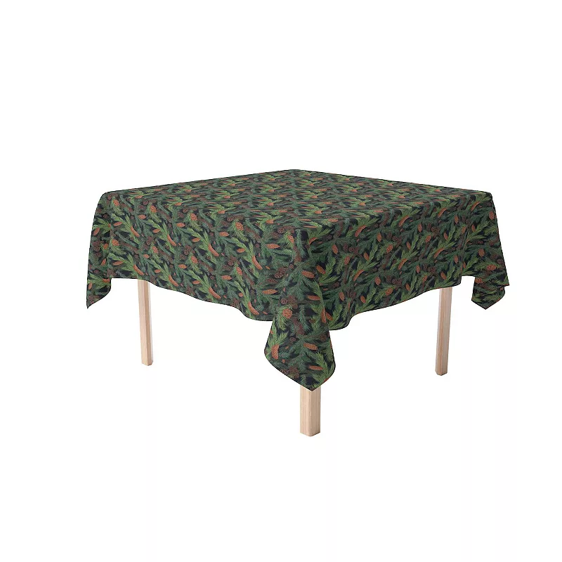 Square Tablecloth， 100% Polyester， 60x60， Fir Branches and Green Pines