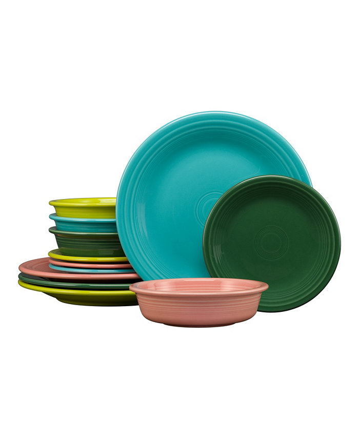 Fiesta  Tropical Mixed Colors 12-Pc Classic Dinnerware Set Service for 4