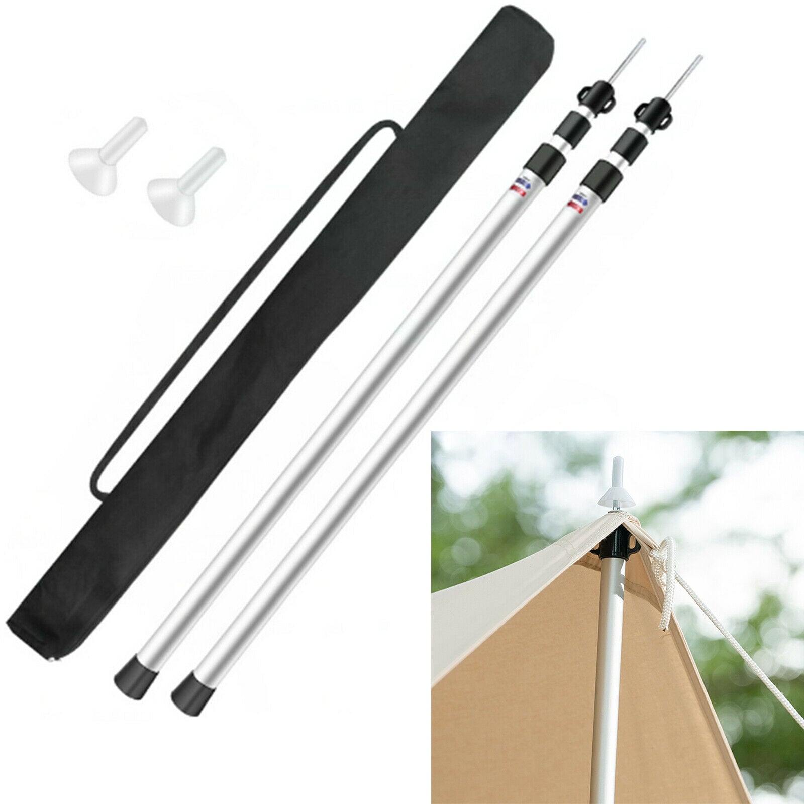 2Pcs 90" Waterproof Cloth Rod Adjustable Tent Canopy Poles Aluminum Alloy