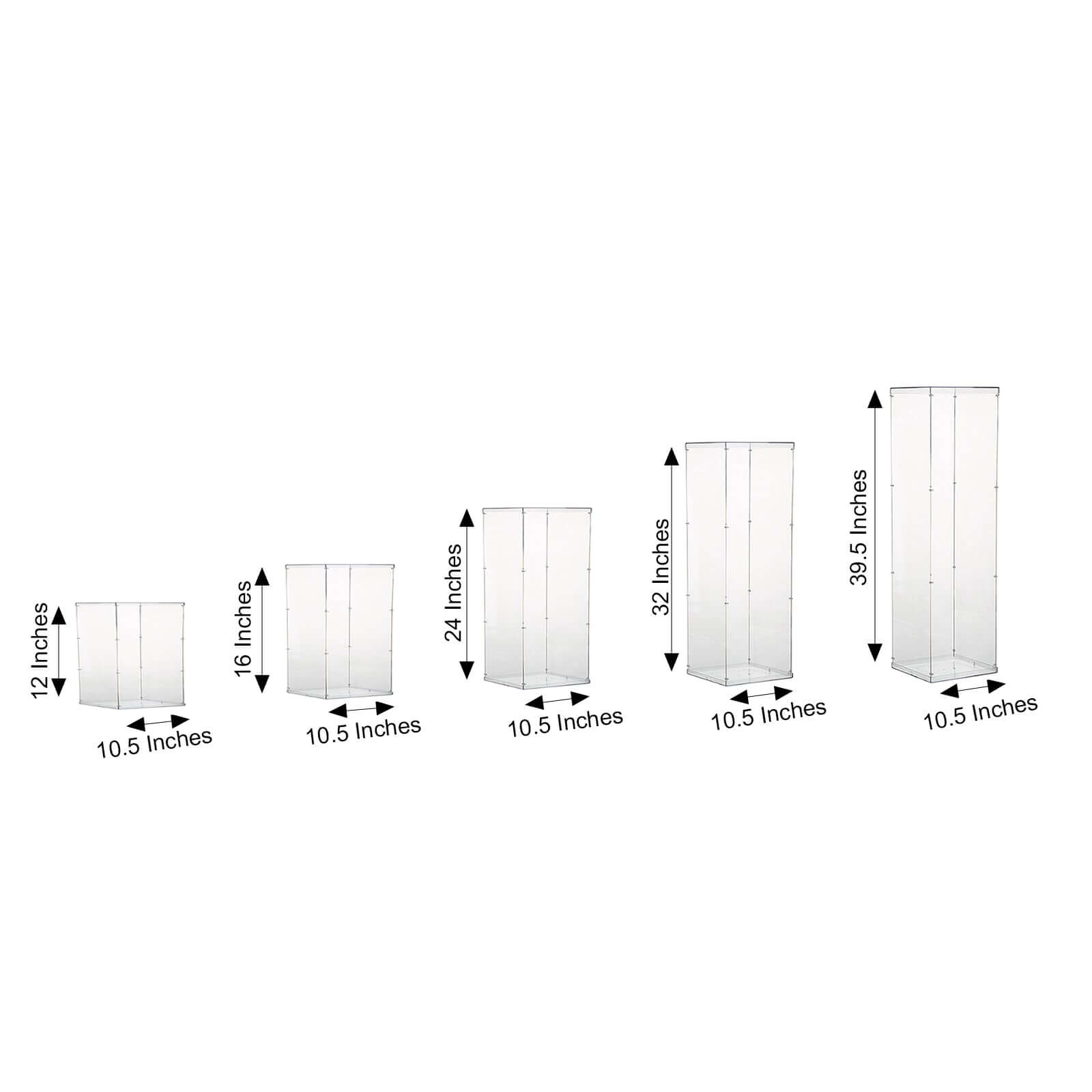 Set of 5 Clear Acrylic Pedestal Risers, Transparent Display Boxes with Interchangeable Lid and Base 12