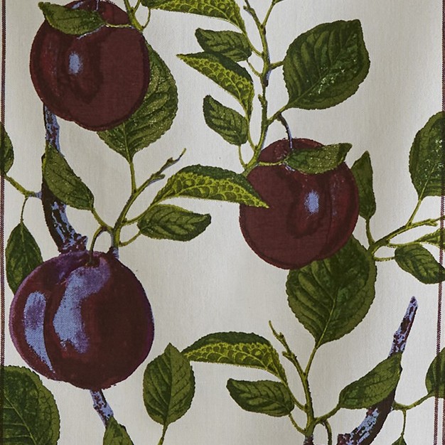 Tag Orchard Plum All Overplum On Vine Print On White Background Cotton Kitchen Dishtowel 26l X 18w In