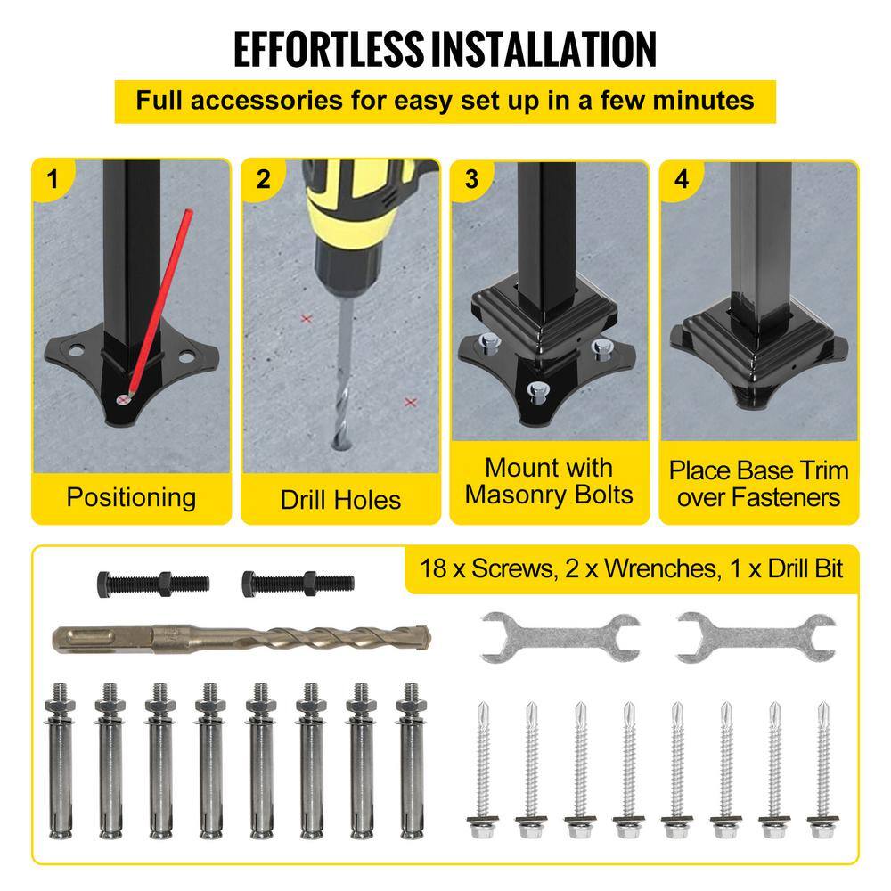 VEVOR Fit 1 to 3 Steps Outdoor Stair Railing Wrought Iron Handrail Transitional Hand railings Handrails for Outdoor Steps LTFS1MLZFS0000001V0