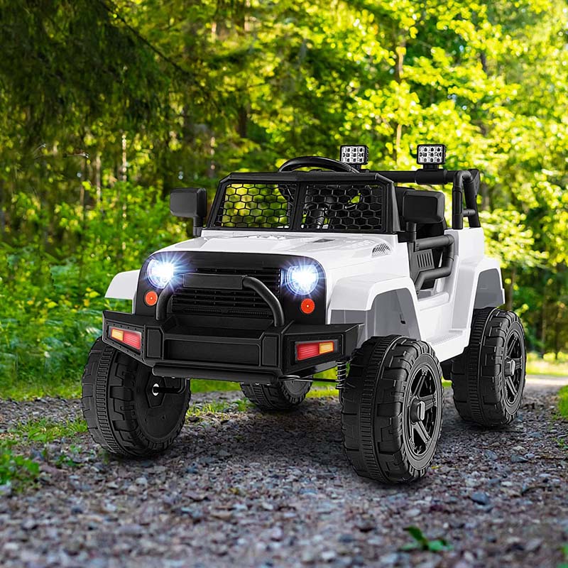 12V Kids Ride On Truck Car Battery Powered Electric Vehicle RC with Mesh Windshield & Bright Headlights