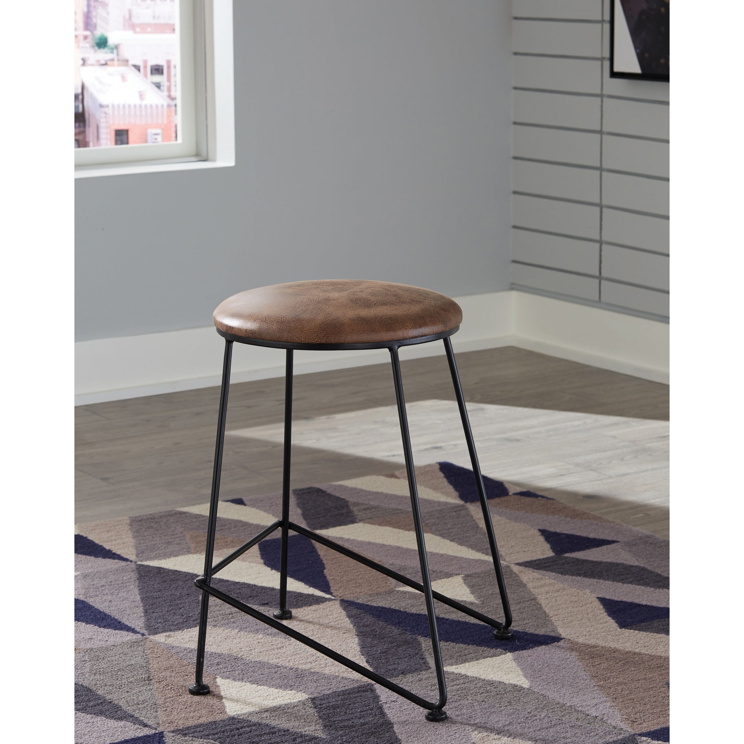 Radford Saddle and Dark Gunmetal Upholstered Counter Stool