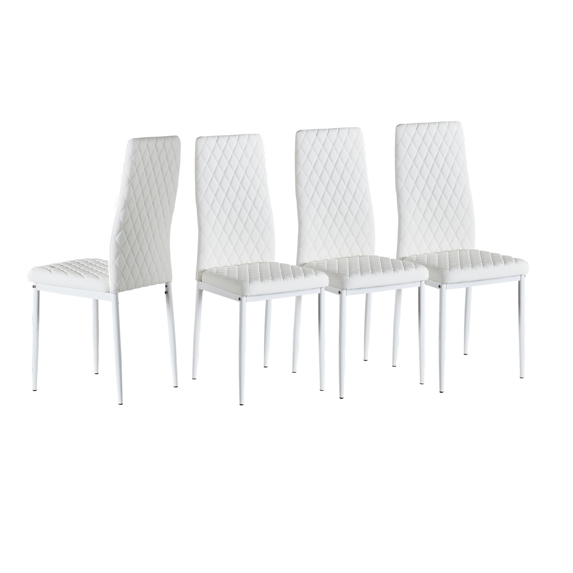 Dining Chair Leather Diamond Grid Pattern Home Conference Chair Set Of 4 - 20.47*15.75 *37.8INCH