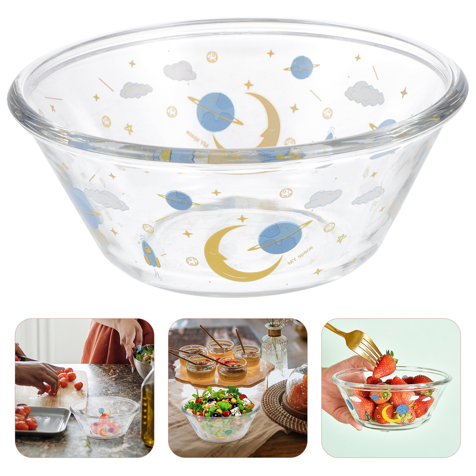 Decorative Dessert Bowl Multi-function Snack Container Glass Salad Bowl