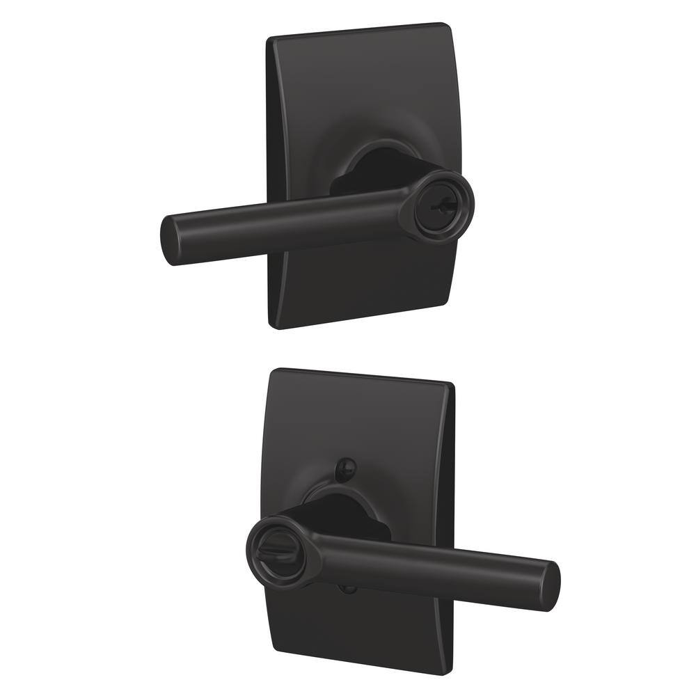 Schlage Broadway Matte Black Keyed Entry Door Handle with Century Trim F51A BRW 622 CEN