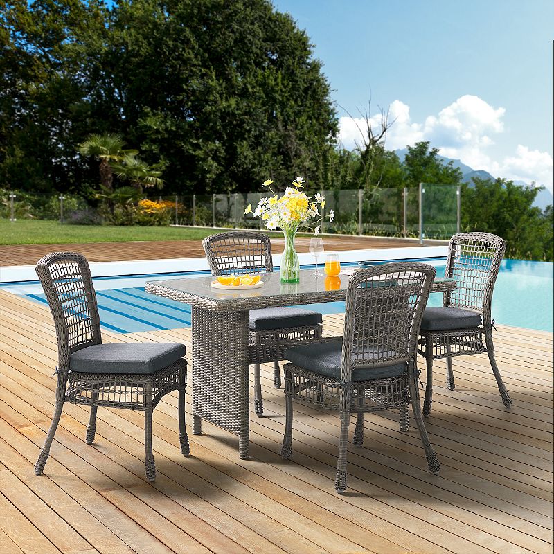 Alaterre Furniture All-Weather Wicker Dining Table and Chair 5-piece Set