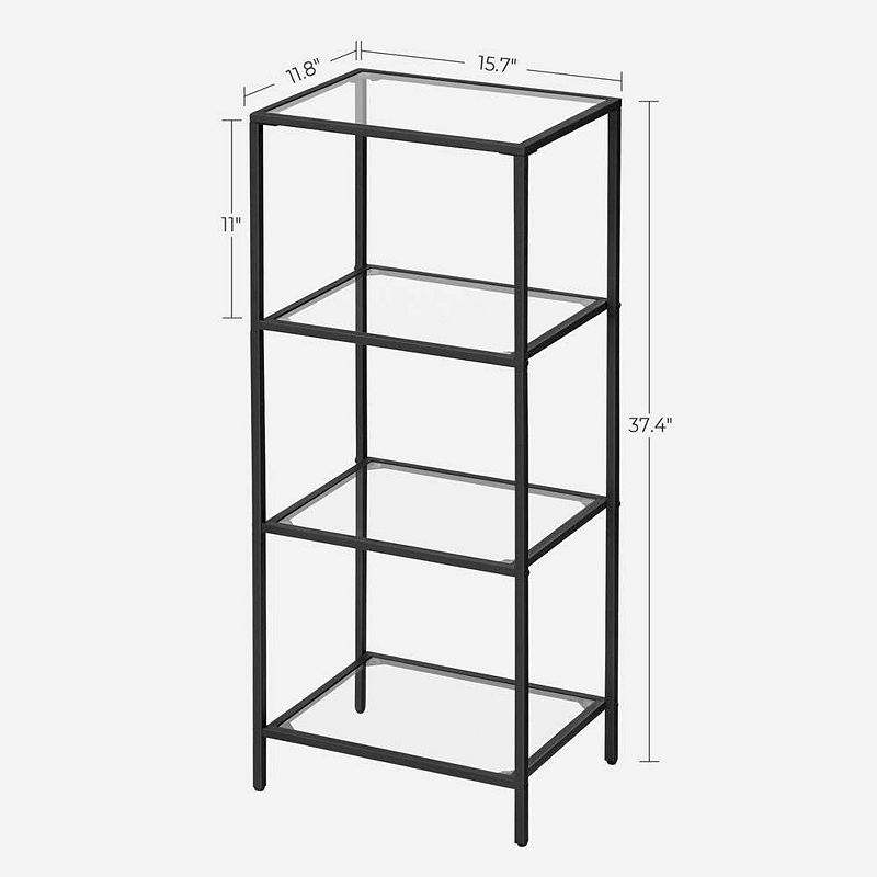 BreeBe 4-Tier Tempered Glass Bookcase