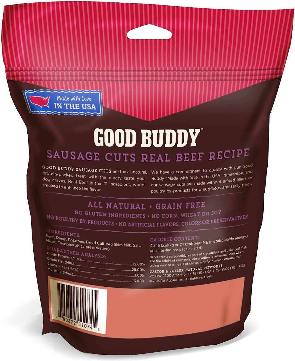 Castor and Pollux Good Buddy Sausage Cuts Real Beef Recipe Grain-Free Dog Treats