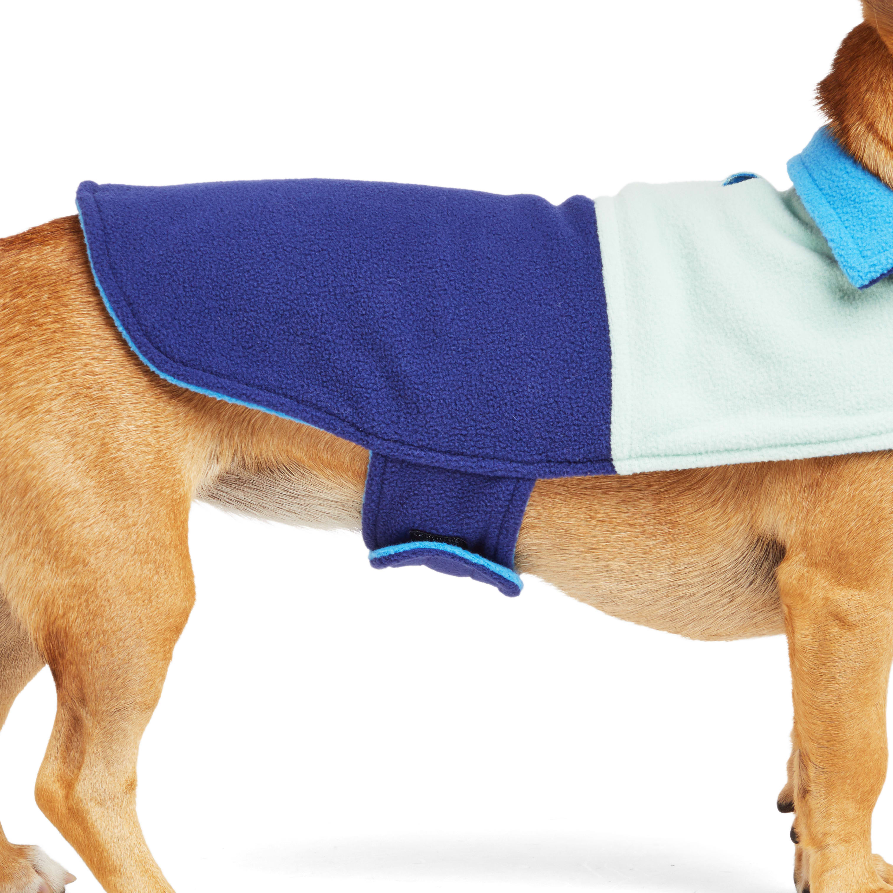 YOULY Blue/Green Cozy Dog Coat， X-Small/Small