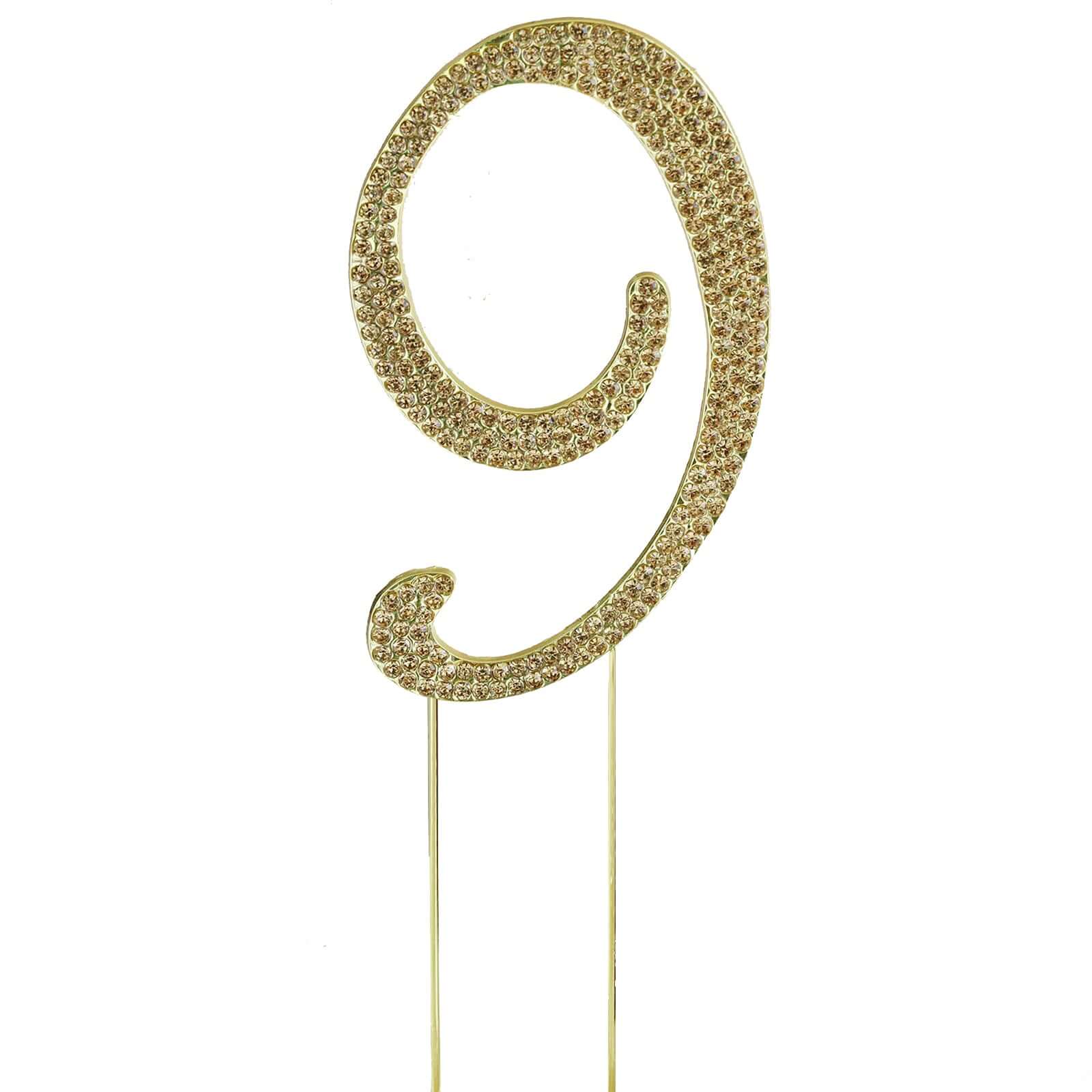 Gold Rhinestone Monogram Letter and Number Cake Toppers 4.5