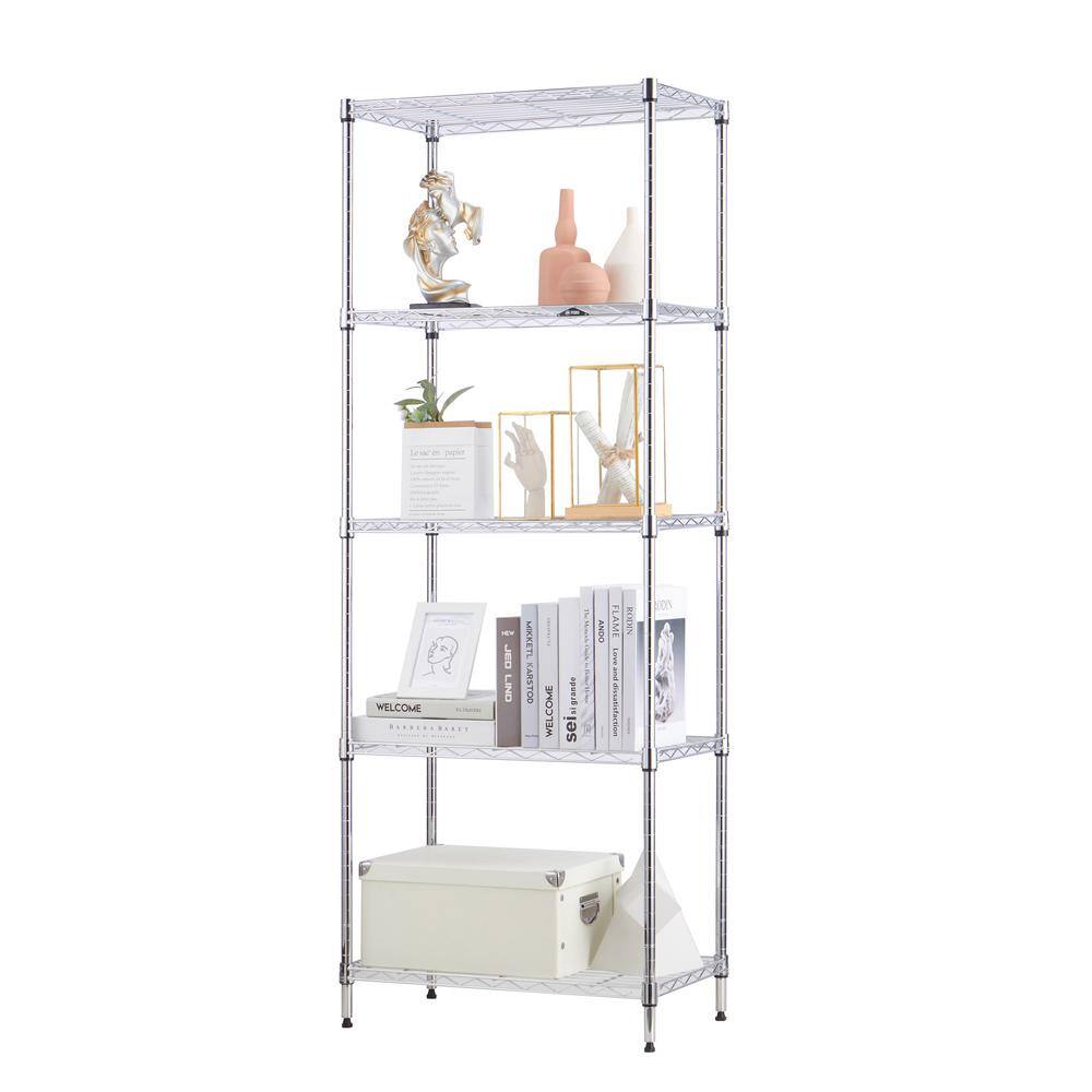 mzg 5 Tier Chrome Utility Wire Shelving Unit 14 in. x 24 in. x 63 in. E3560160OH501LB