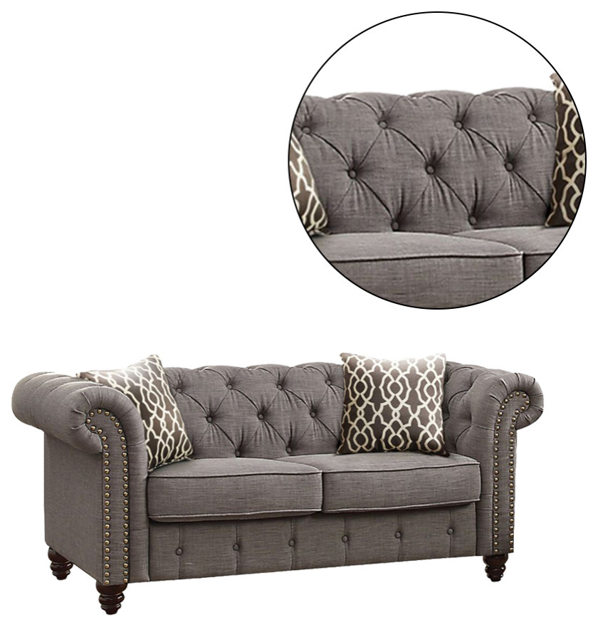 Linen loveseat with 2 Pillows   Traditional   Loveseats   by Simple Relax  Houzz