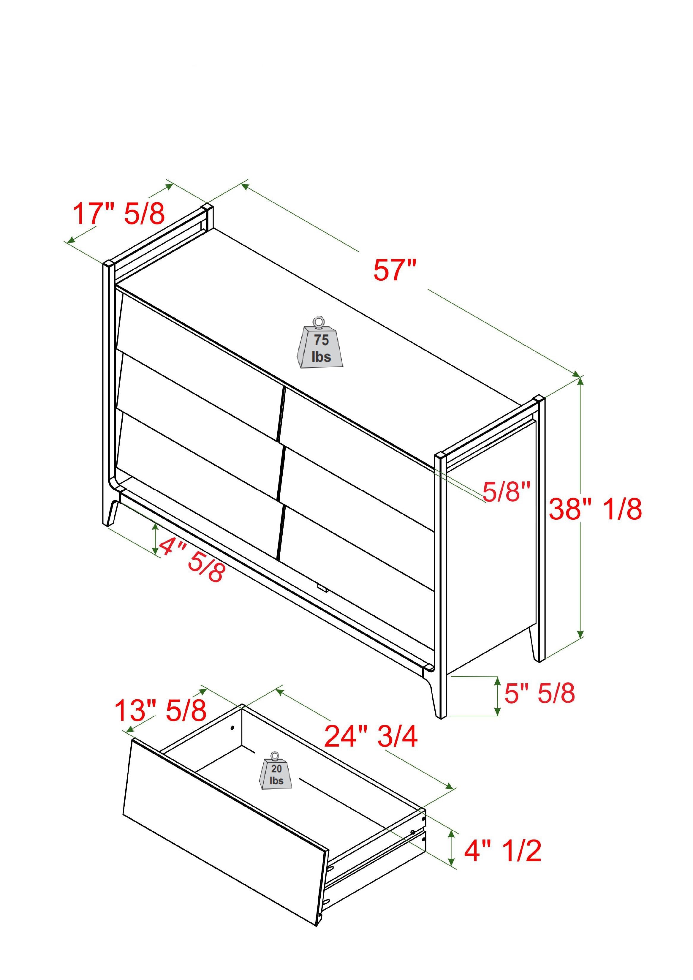 Manor Park Modern Angle-Front 6-Drawer Wood Dresser, Walnut