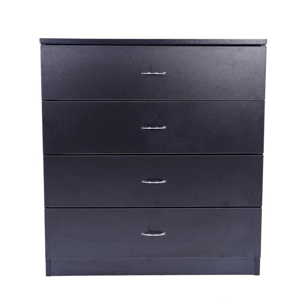 SalonMore Nightstand, Bedroom Storage, Bedside Table, End Table with 4 Drawers, Black