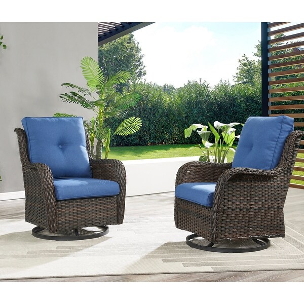 Pocassy 5Piece Outdoor Wicker Sofa Set with Swivel Chairs