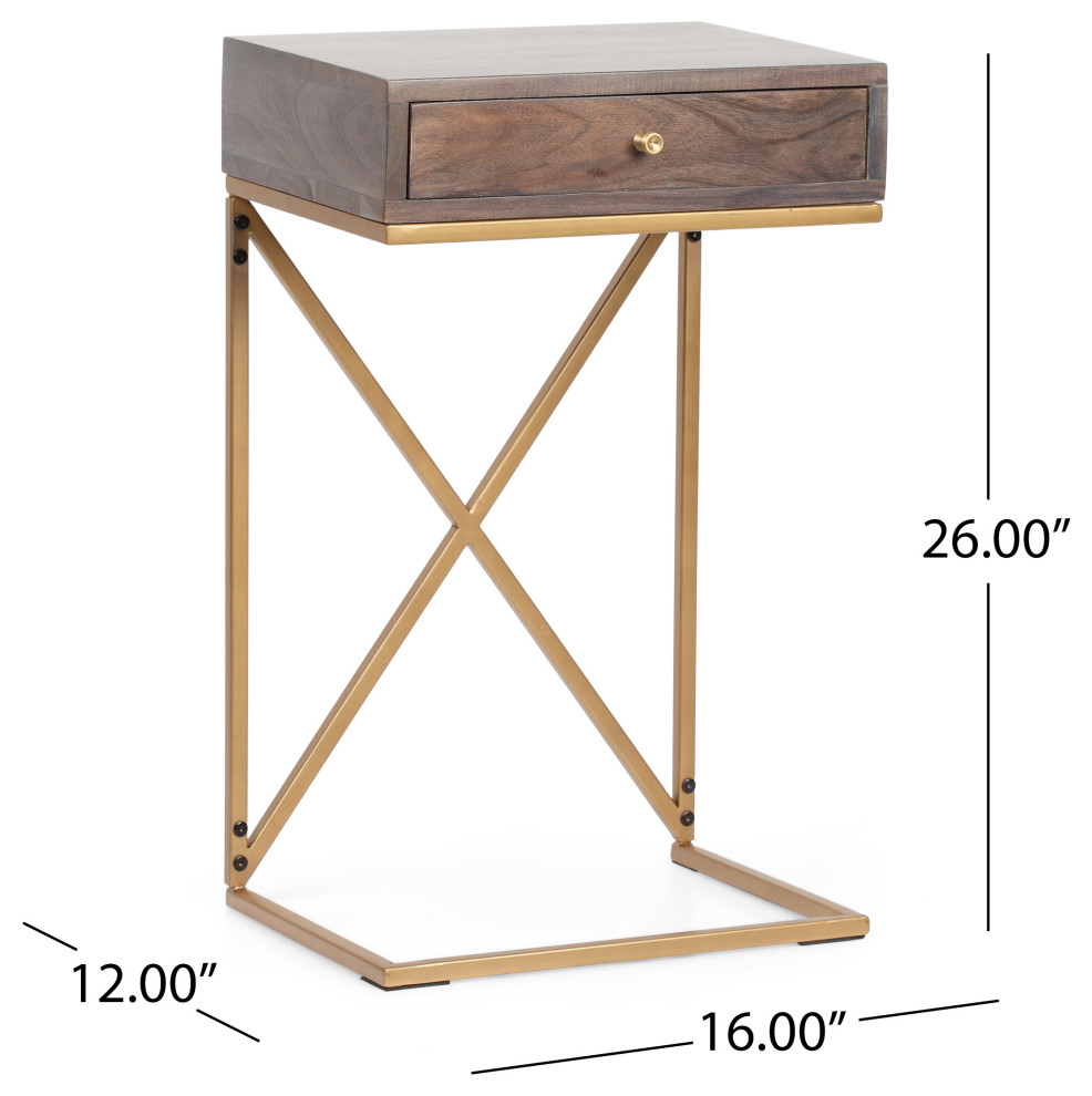 Darke Rustic Glam Handcrafted Acacia Wood C Shaped Side Table   Contemporary   Side Tables And End Tables   by GDFStudio  Houzz