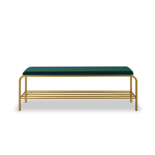 single layer Shoe storage bench Green Velvet W2234...