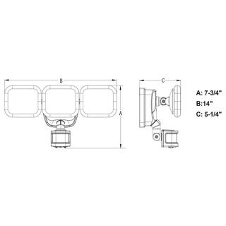 VAXCEL Theta 3-Light Integrated LED Outdoor Motion Sensor Adjustable Security Flood Light Bronze T0615