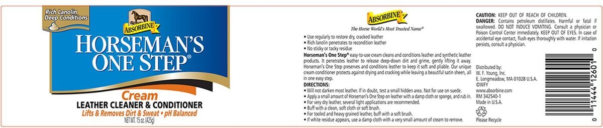 Absorbine Horseman's One Step Cream Leather Cleaner and Conditioner