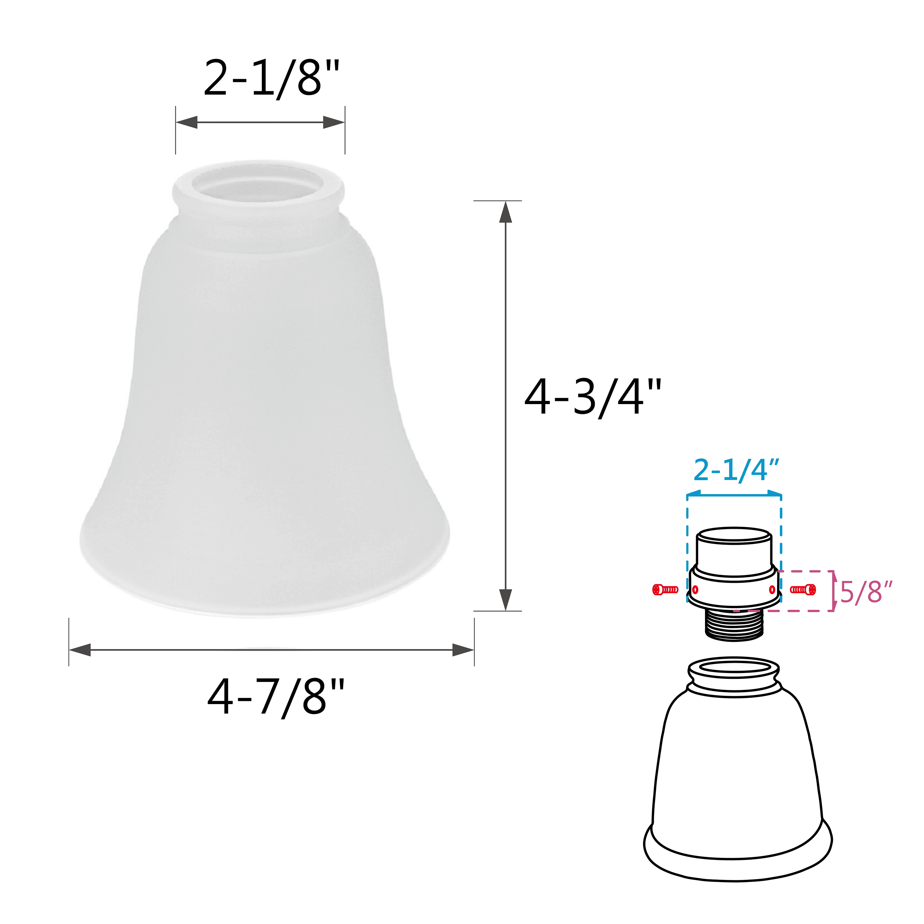 Aspen Creative 23046-4 Transitional Style Bell Shaped Frosted Replacement Glass Shade