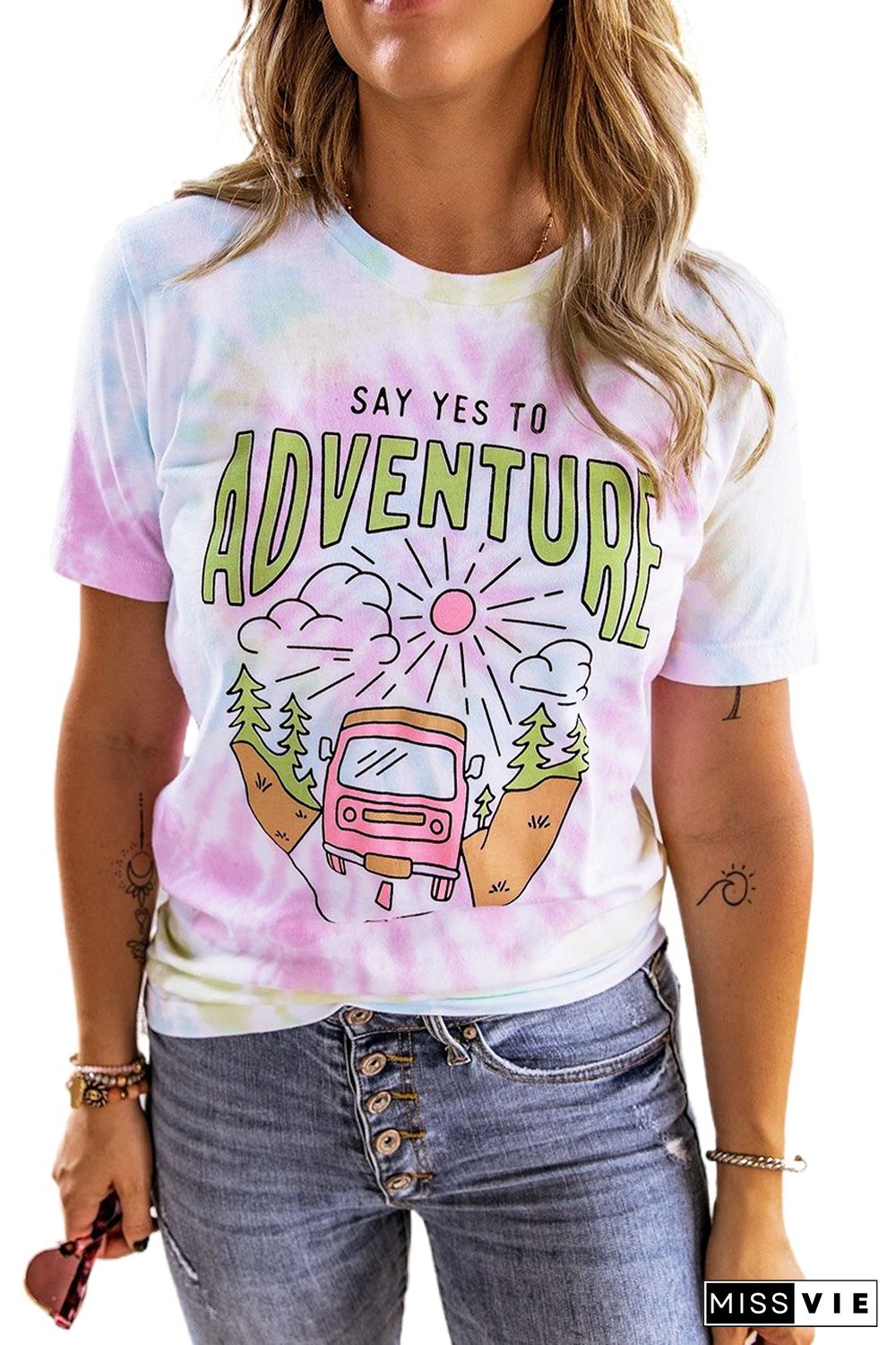 SAY YES TO ADVENTURE Tie-dye Print Tee