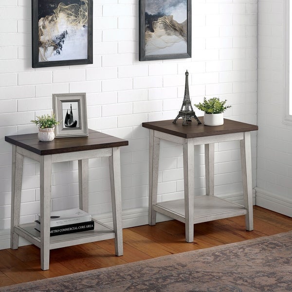 Furniture of America Lanningham Rustic 20-inch 1-shelf Side Table (Set of 2)