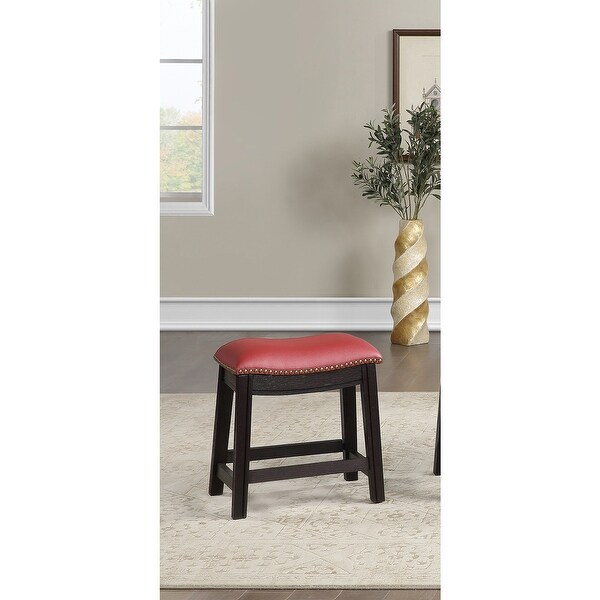 Burgundy PU Upholstery Bar Stool， Set of 2