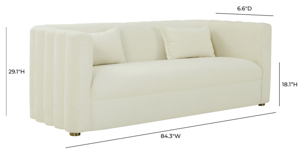 Callie Cream Velvet Sofa   Cream   Contemporary   Sofas   by HedgeApple  Houzz