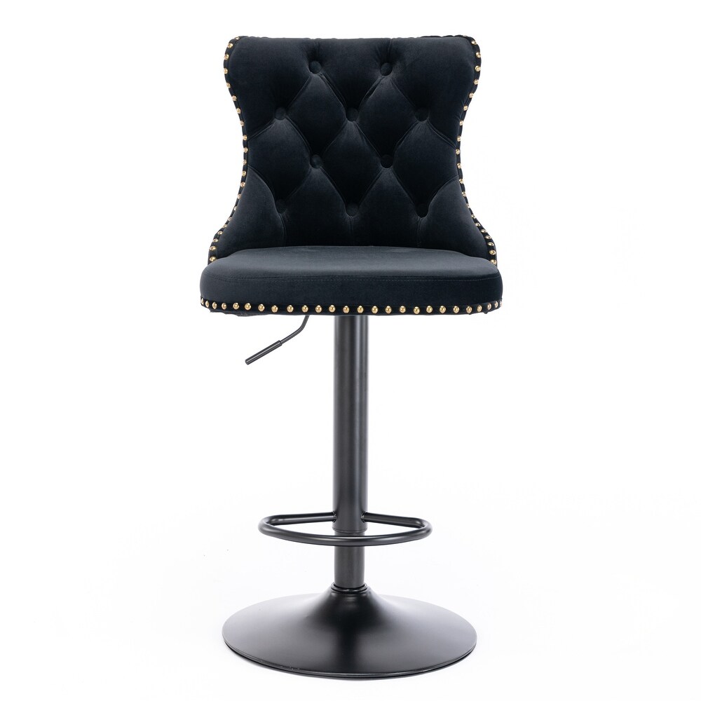 Swivel Velvet Upholstered Barstools Adjusatble Seat Height   N/A